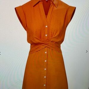 Veronica Beard Nagano Stretch Linen Shirt Dress Navy